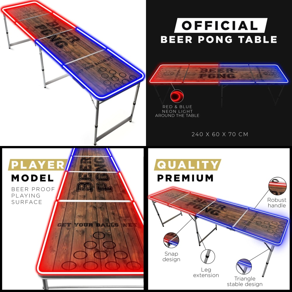 Party Games College - Tavolo Pieghevole Portatile LED Personalizzato per